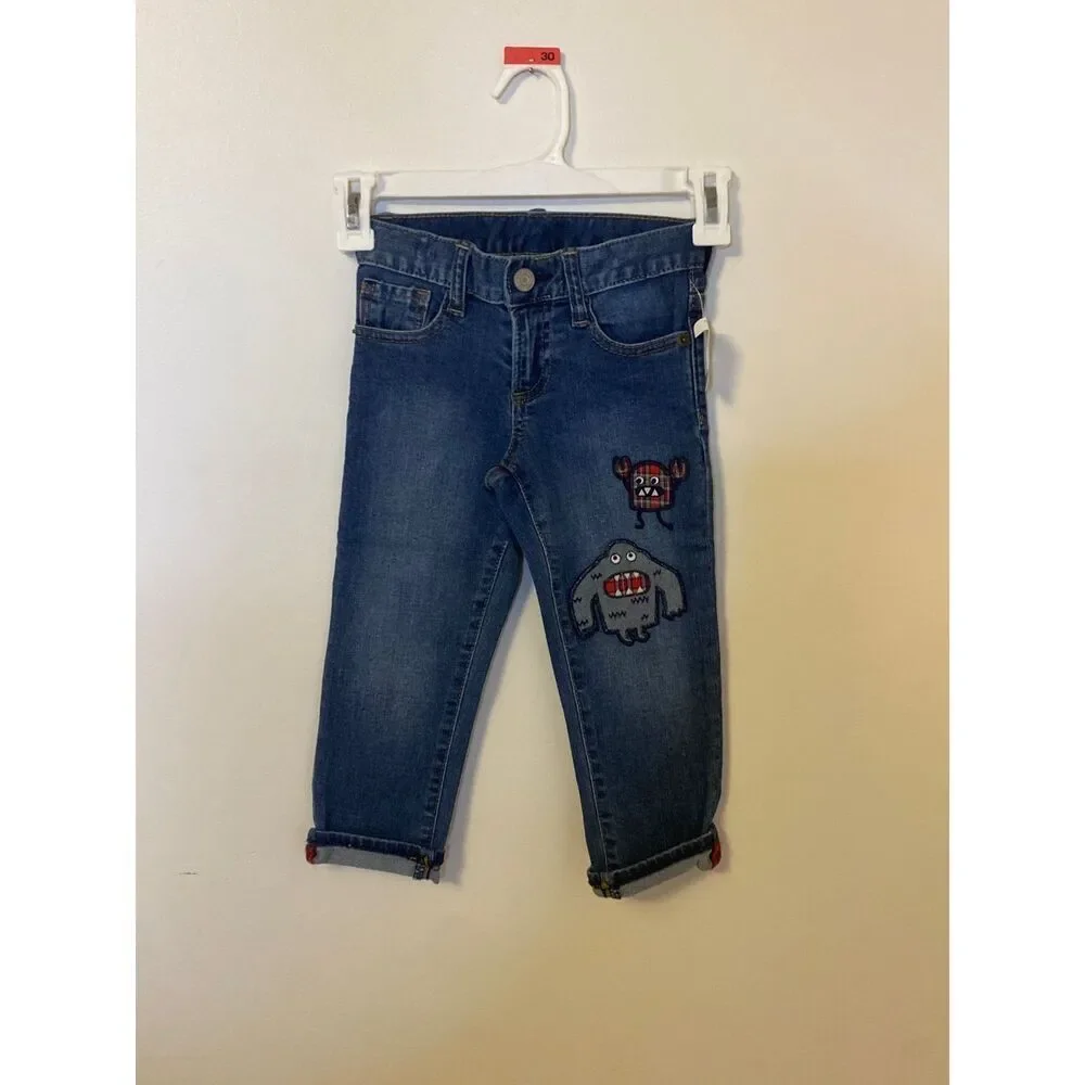 Gap Toddler Slim Fit Embroidered Monster Jeans